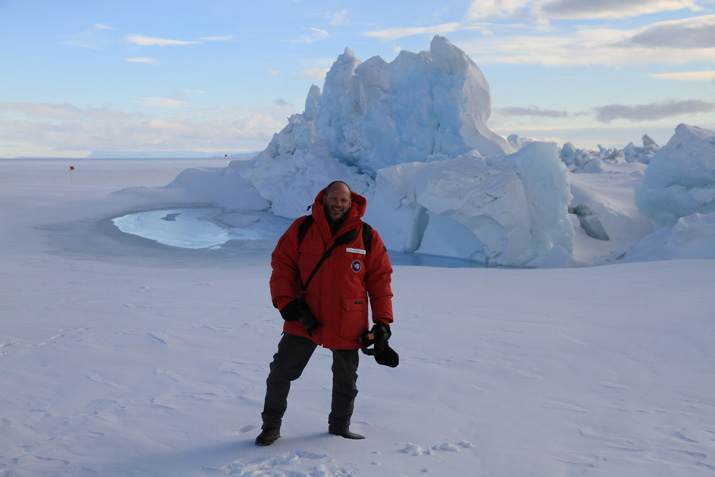 Photo of Colin on a McMurdo Sound pressure ridge tour
