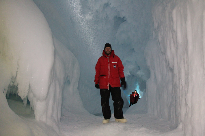 Photo of Heath in an ice cave tour near McMurdo Sound