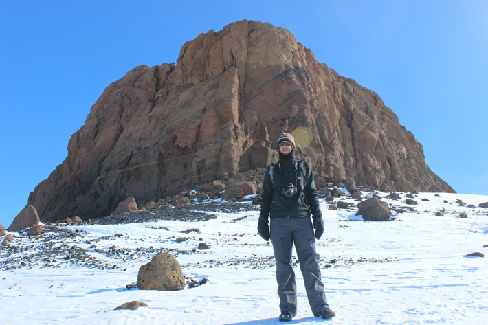Photo of Heath on a pressure ridge tour in McMurdo Sound