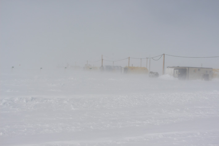 Photo of WAIS Divide Ice Camp on 6 December 2015 near the end of the first storm we probed with AMF instruments